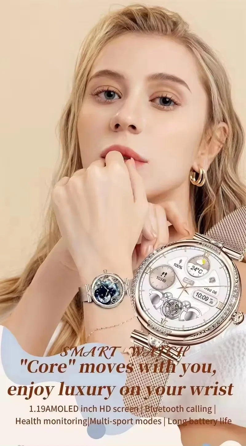 NX17 Pro Smart Watch Fashion Dimanond Ladies Wristwatch Amoled Bluetooth Calling Health Monitoring Women Fitness Smartwatch