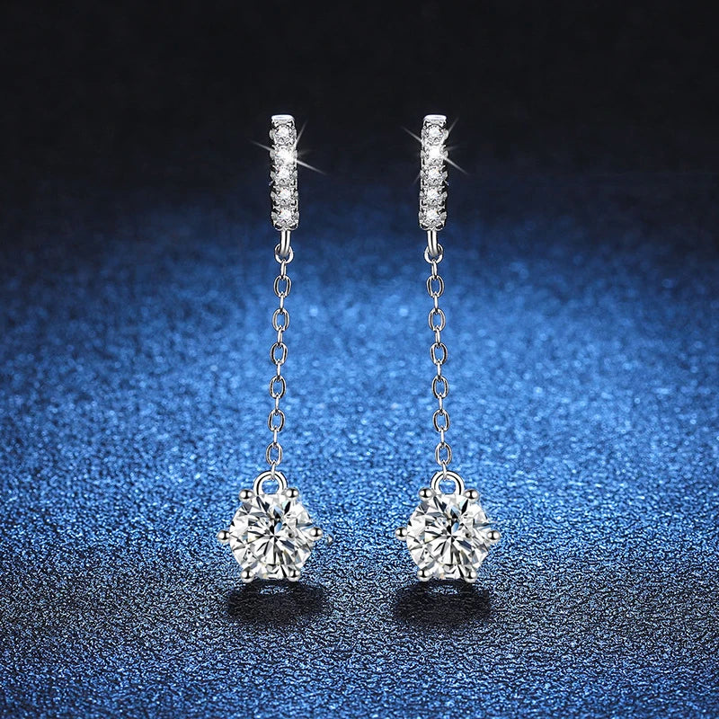 NeeTim 1ct Moissanite Studs Drop Earrings for Women Lab Diamond 925 Sterling Silver Women's Earring Wedding Party Stud Earring