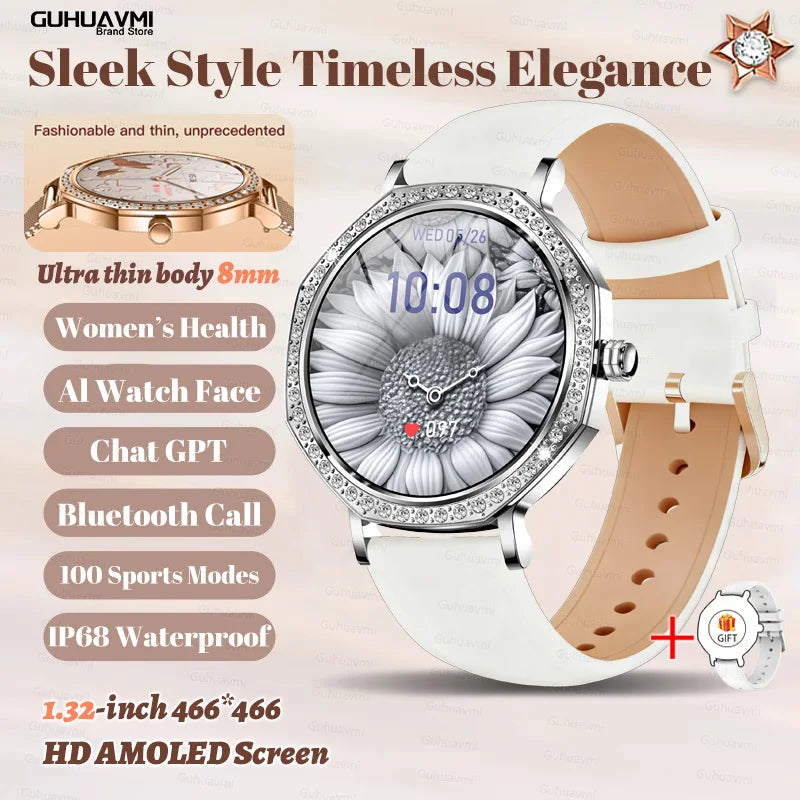 Luxury Women's Smartwatches Diamond Dial Fashion Smart Watch Heart Rate Monitor Sleep Tracking IP67 Waterproof For Android & IOS Vanaski