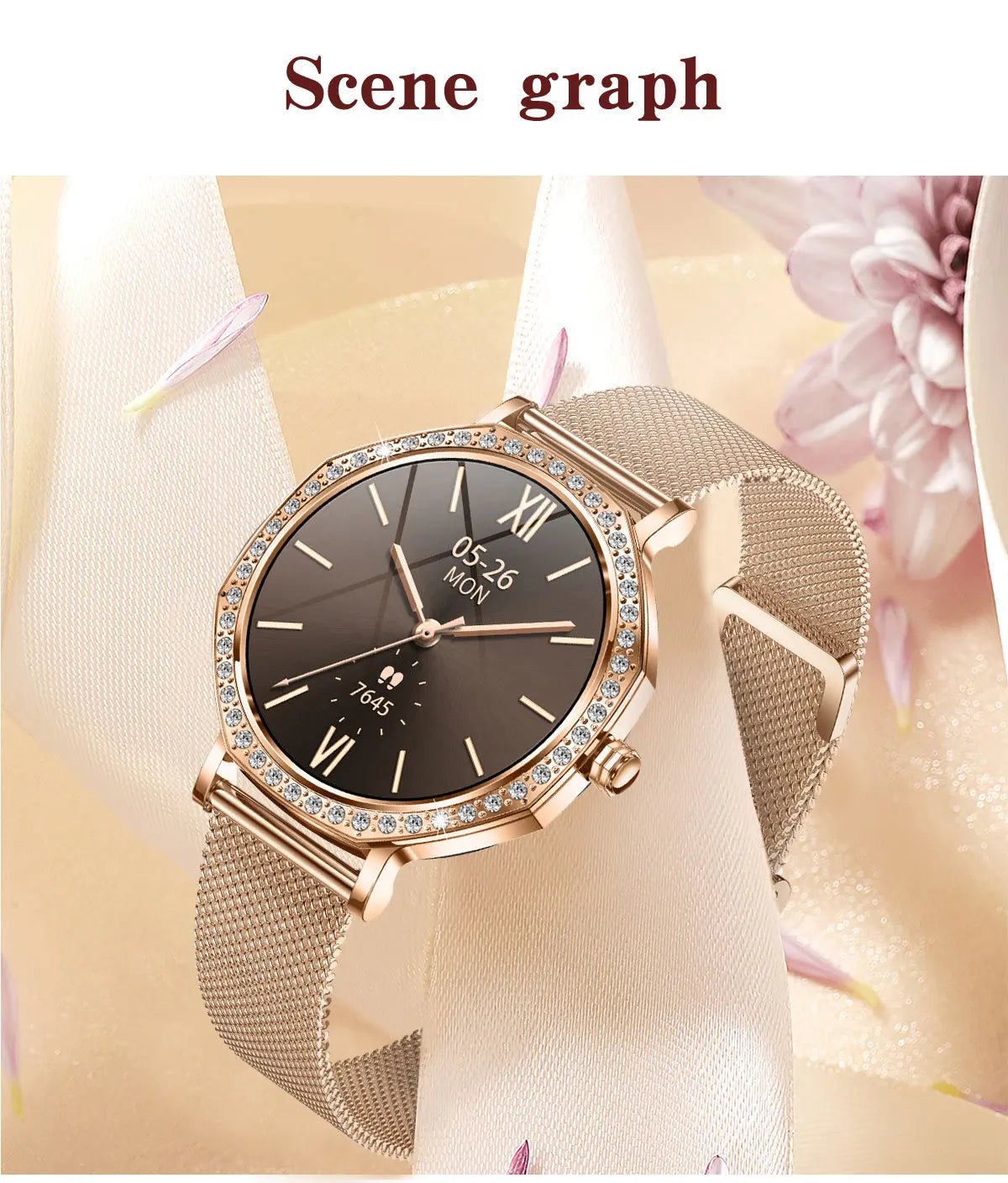 Luxury Women's Smartwatches Diamond Dial Fashion Smart Watch Heart Rate Monitor Sleep Tracking IP67 Waterproof For Android & IOS Vanaski