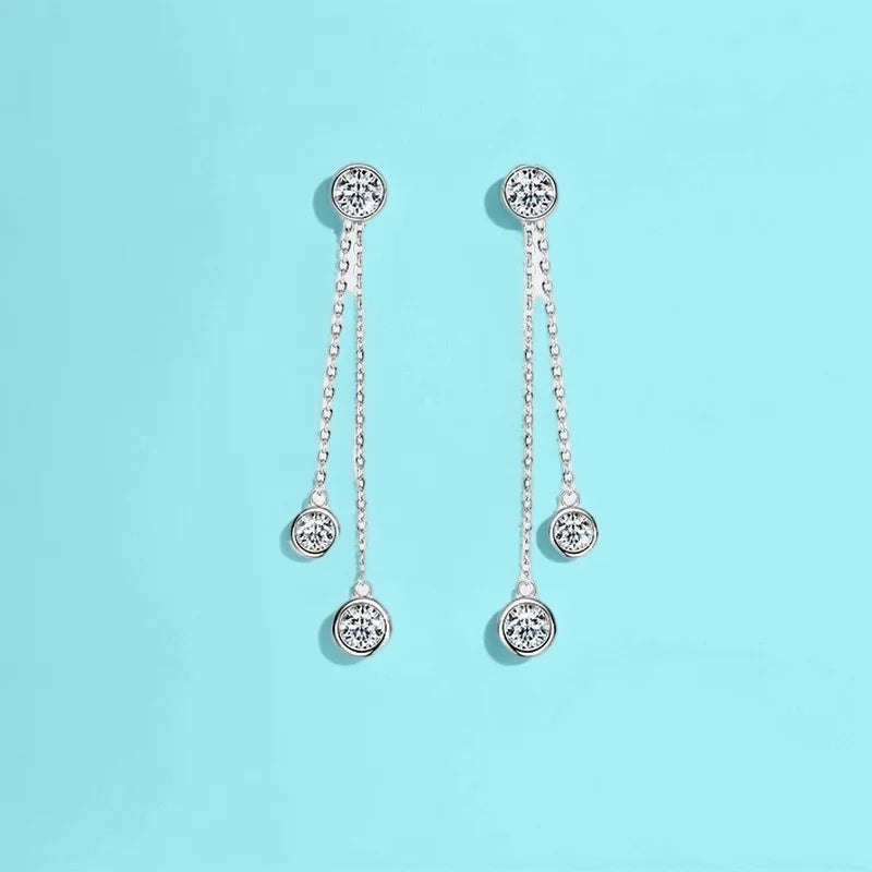 S925 Silver Plated 18k Gold Fringed Earrings Boho Chic Luxury Moissanite GBA Certified With Free Gift Box For Women Lightweight