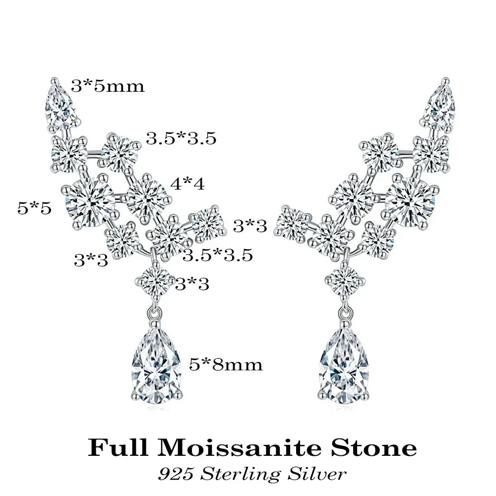 Diagram of a necklace with measurements and 'Full Moissanite Stone' text on a white background