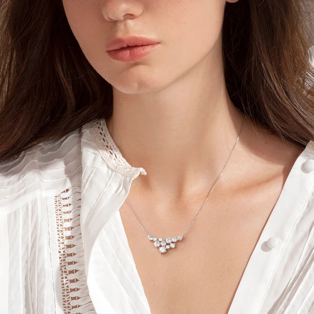 4.8cttw Full Moissanite Pendant Necklace for Women S925 Silver Round & Pear Cut Lab Diamond Necklace Party Wedding Jewelry Gift