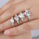 Heart Cut Moissanite Engagement Ring 1-4CT Three Stone Diamond Women's Wedding Band S925 Silver Prong Setting Classic White Gold Vanaski