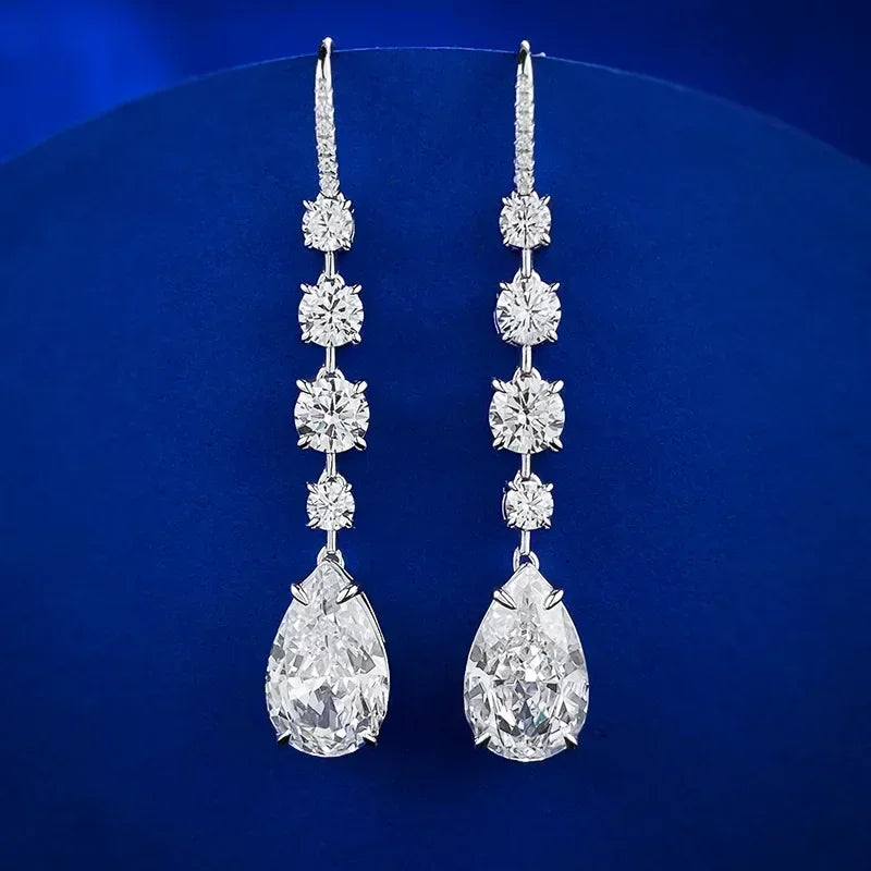 Diamond earrings on a blue background