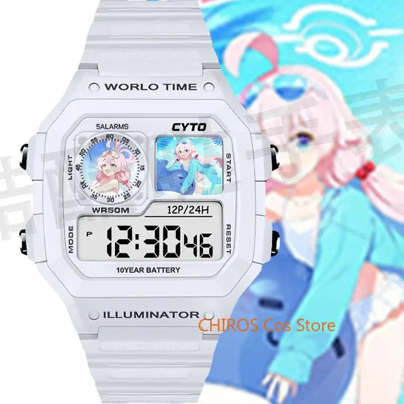 Blue Archive Anime Takanashi Hoshino Sunaookami Shiroko Cosplay Intelligence Electron Wrist Watch Exquisite Portable Decor Gift