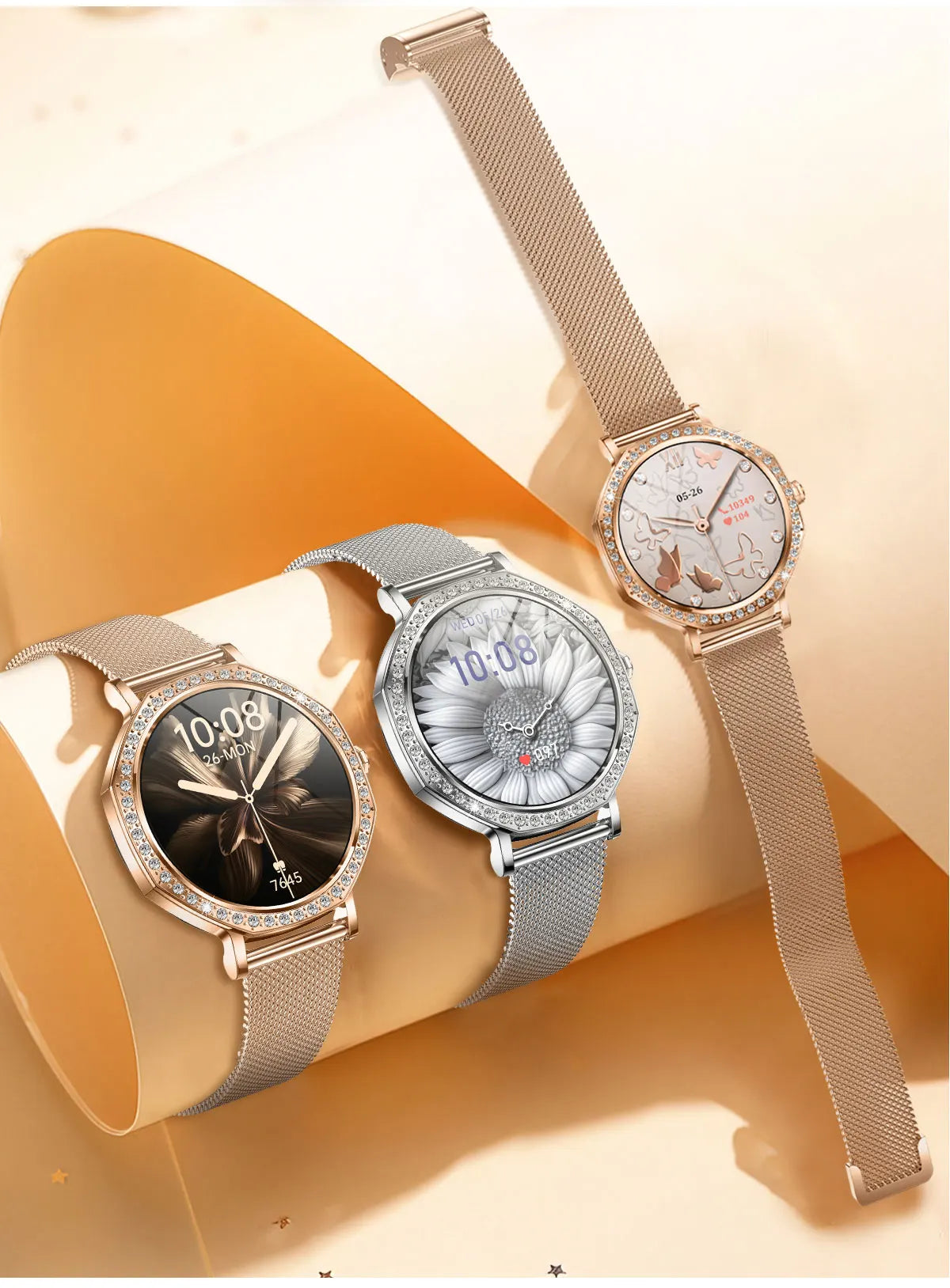 Luxury Women's Smartwatches Diamond Dial Fashion Smart Watch Heart Rate Monitor Sleep Tracking IP67 Waterproof For Android & IOS Vanaski