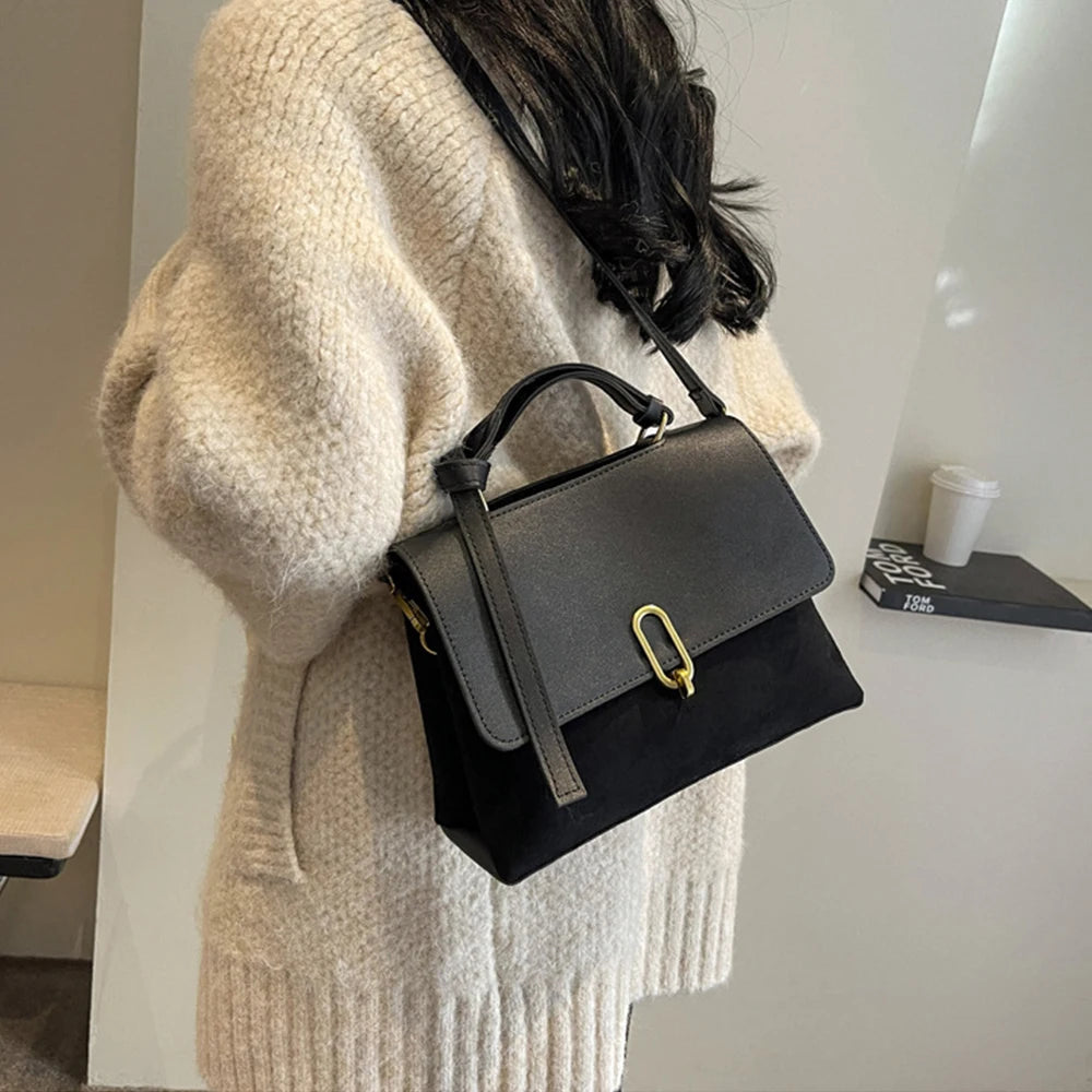 Retro niche crossbody commuting bag, double-layer large capacity handbag, women's autumn and winter versatile shoulder bag