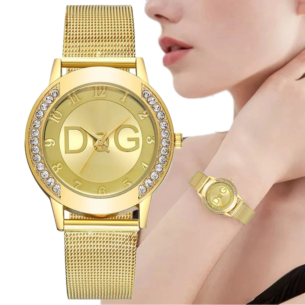 Luxury 2025 Women's watches With Diamonds Simple Digital Design Ladies' Quartz Watch Casual Gold Mesh Belt Women Clock Strap
