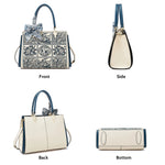Handbag shown from front, side, back, and bottom angles on a white background.