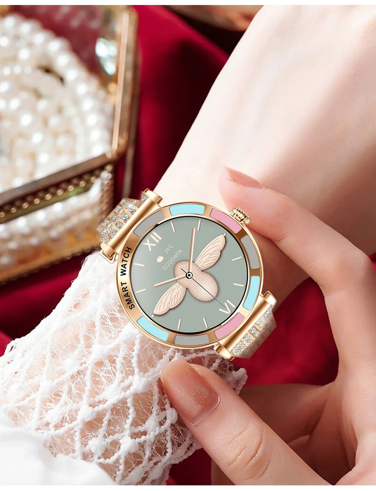 Luxury Smart Watch Ladies for Android iOS HD Screen Bluetooth Call Health Monitoring Fitness Tracker Women Diamond Smartwatch