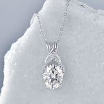3CT Oval Cut Moissanite Pendant Necklace for Women S925 Sterling Silver Chain Certified Wedding Fine Jewelry Gift Vanaski