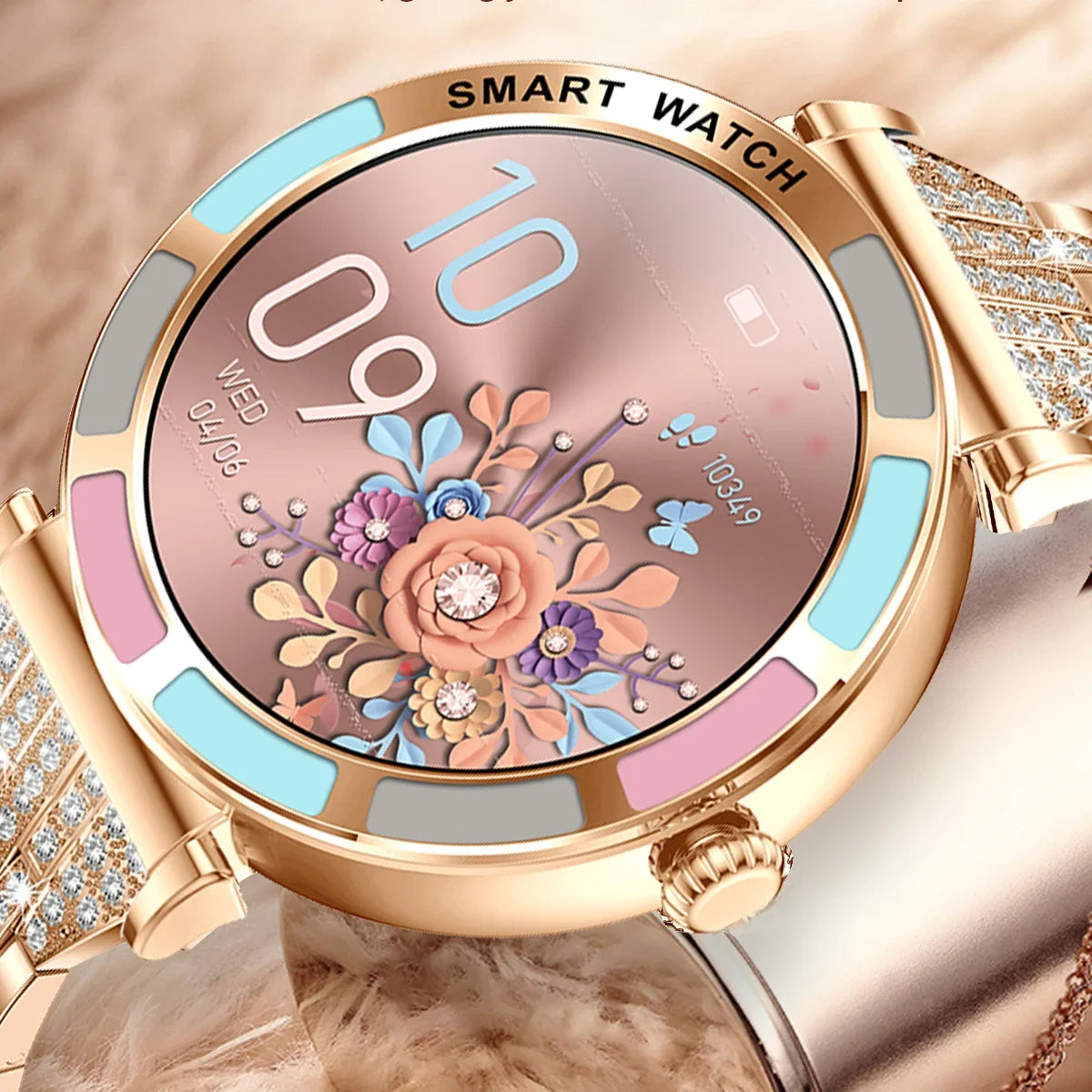 Luxury Smart Watch Ladies for Android iOS HD Screen Bluetooth Call Health Monitoring Fitness Tracker Women Diamond Smartwatch