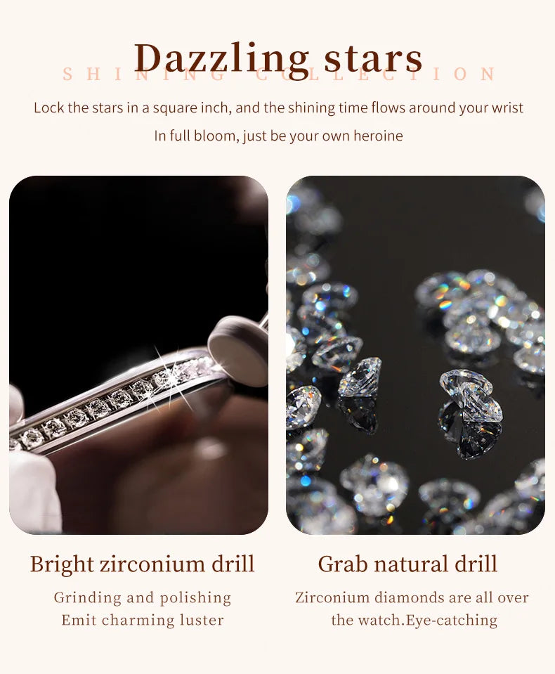 OLEVS Original Diamond Watch for Women Fashion Elegant Stainless Steel Waterproof Quartz Wristwatch Luxury Ladies Dress Watches Vanaski