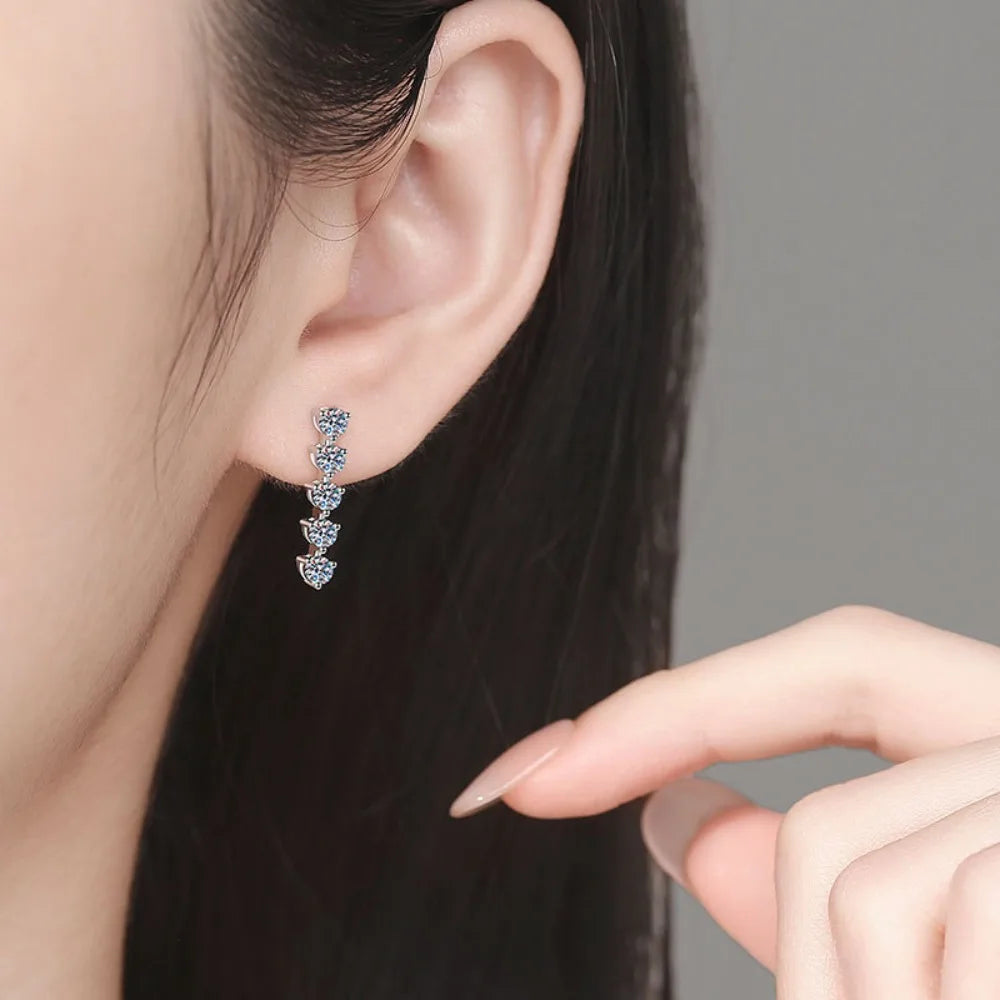 NKHOG 3mm Full Moissanite Drop Earrings For Women S925 Silver Trendy Diamond Wedding Ear Stud Gifts 18K Plated Fine Jewelry GRA