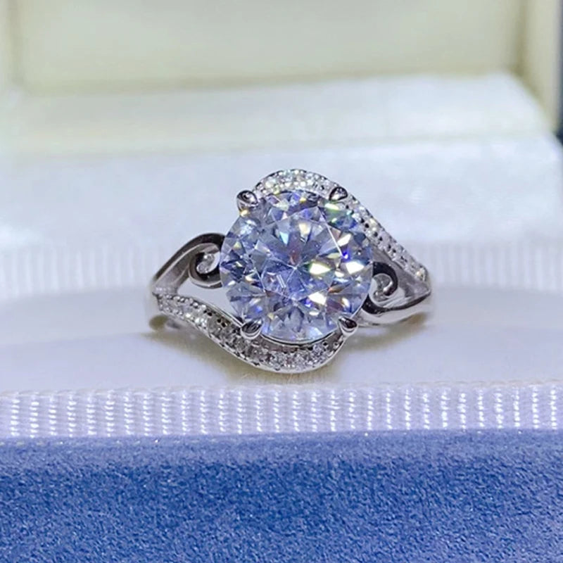 NKHOG 3CT Moissanite VVS1 Ring Women S925 Silver Plated 18K Gold Sparkling Test Pass Diamond Wedding Rings Fine Jewelry Gift GRA