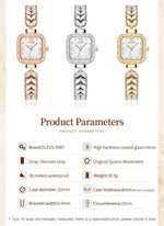 OLEVS 9987 Women's Watch Square Dial Waterproof Quartz Watch For Women Luxury Original Elegant Ladies Wristwatch Steel Strap Vanaski