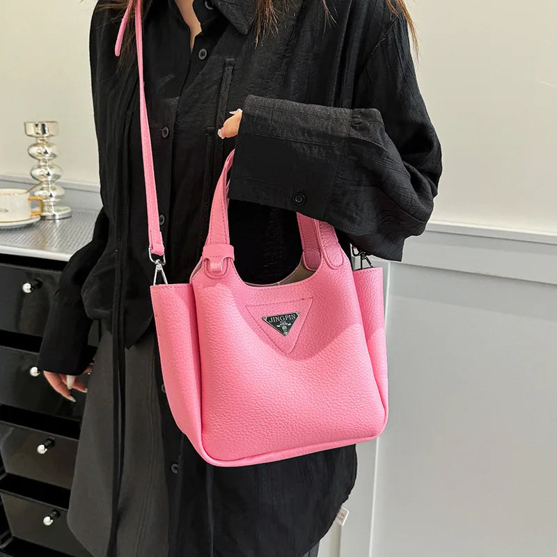 2025 Women's Luxury Minimalist Tote - Elegant Solid Color Handbag, High-End Crossbody Purse for Daily Chic Outfit