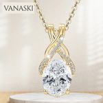 Oval Cut 3CT Moissanite Pendant Necklace Women Sterling Silver Vanaski