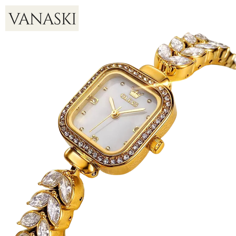 Luxury Square Watch for Women - Steel Strap Waterproof Quartz Vanaski