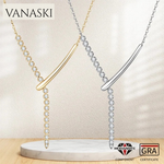 Round Moissanite Y-Shaped Pendant Necklace 925 Sterling Silver for Women