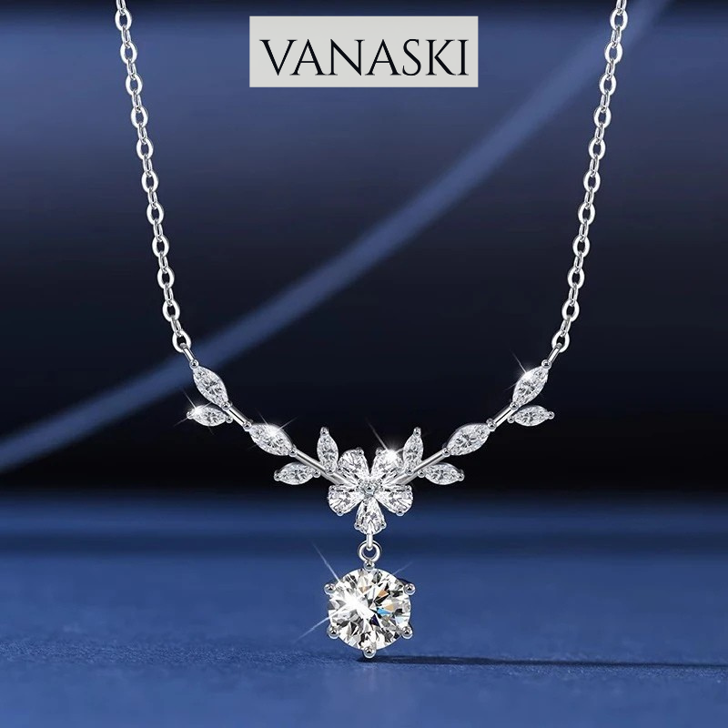 Moissanite Cassia Twig Necklace 925 Silver Trendy Fine Jewelry Gift Vanaski