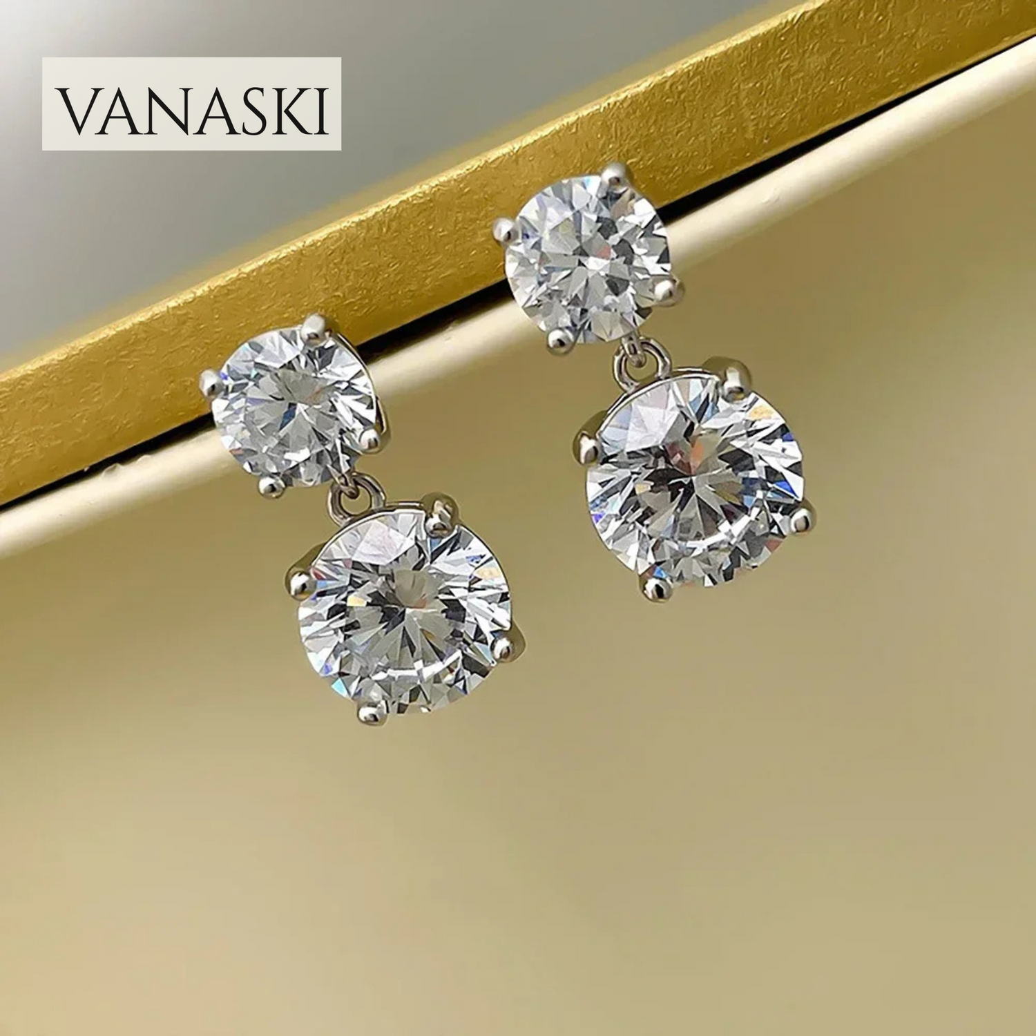5.6cttw D Color Round Brilliant Cut Moissanite Diamond Drop Earrings with Certificate 925 Sterling Silver Stud Earring for Women