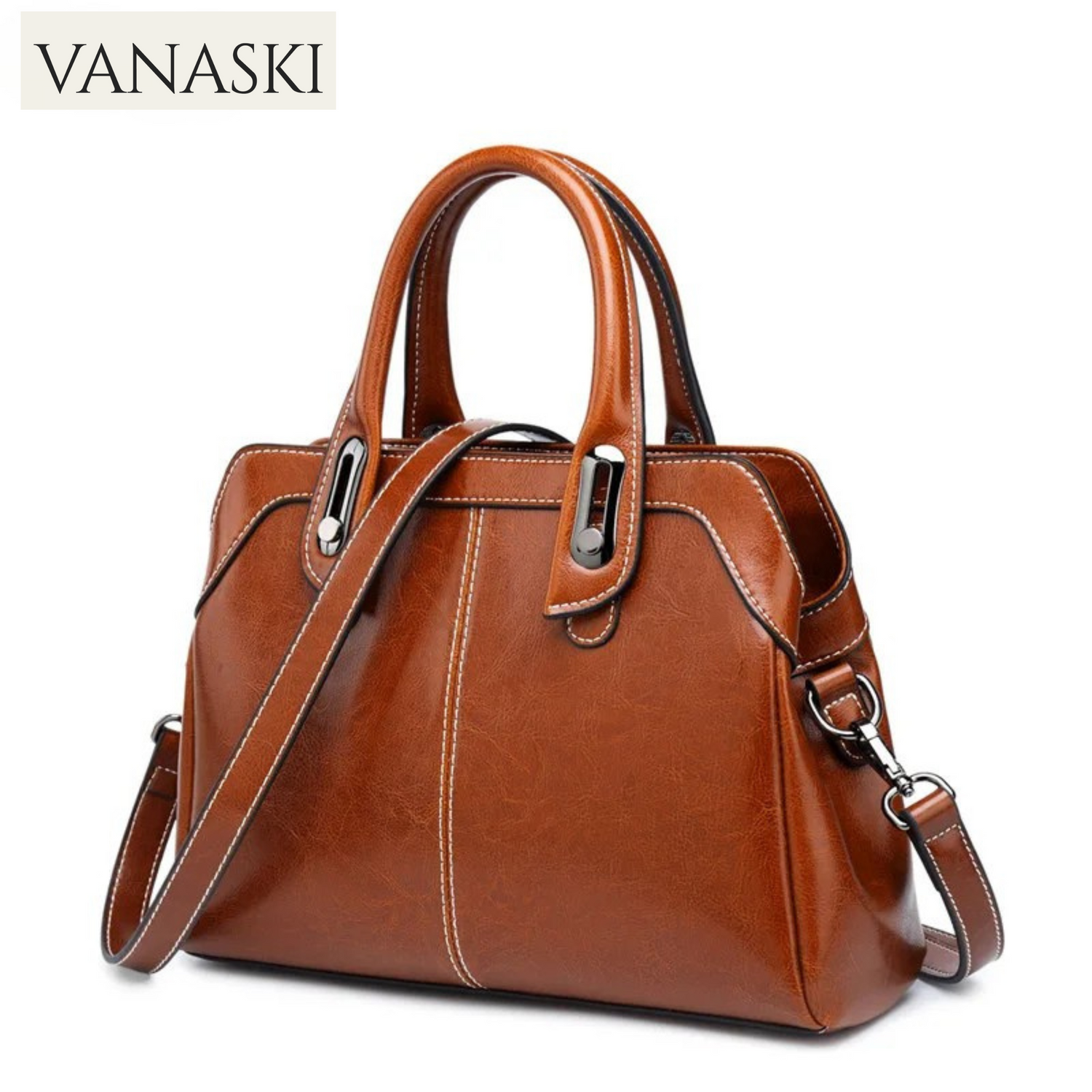 Genuine Leather Women Handbag Top Handle Shoulder Cross Body Bag Fashion Oil Wax Cowhide Purses and Handbags Messenger Tote Bags
