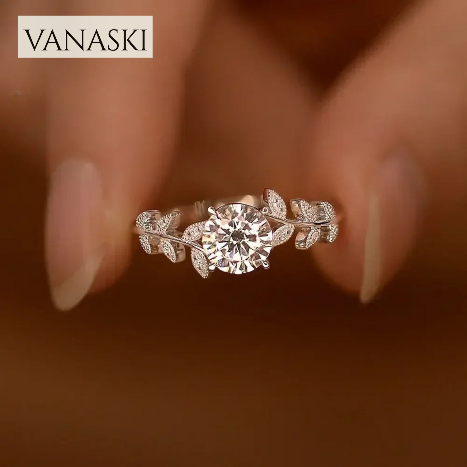 1CT Leaf Moissanite Diamond Engagement Rings with GRA for Women 925 Sterling Silver Plated  White Gold Wedding Band Promise Ring