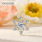 Elegant Moissanite Snowflake Pendant – Sterling Silver Wedding Necklace