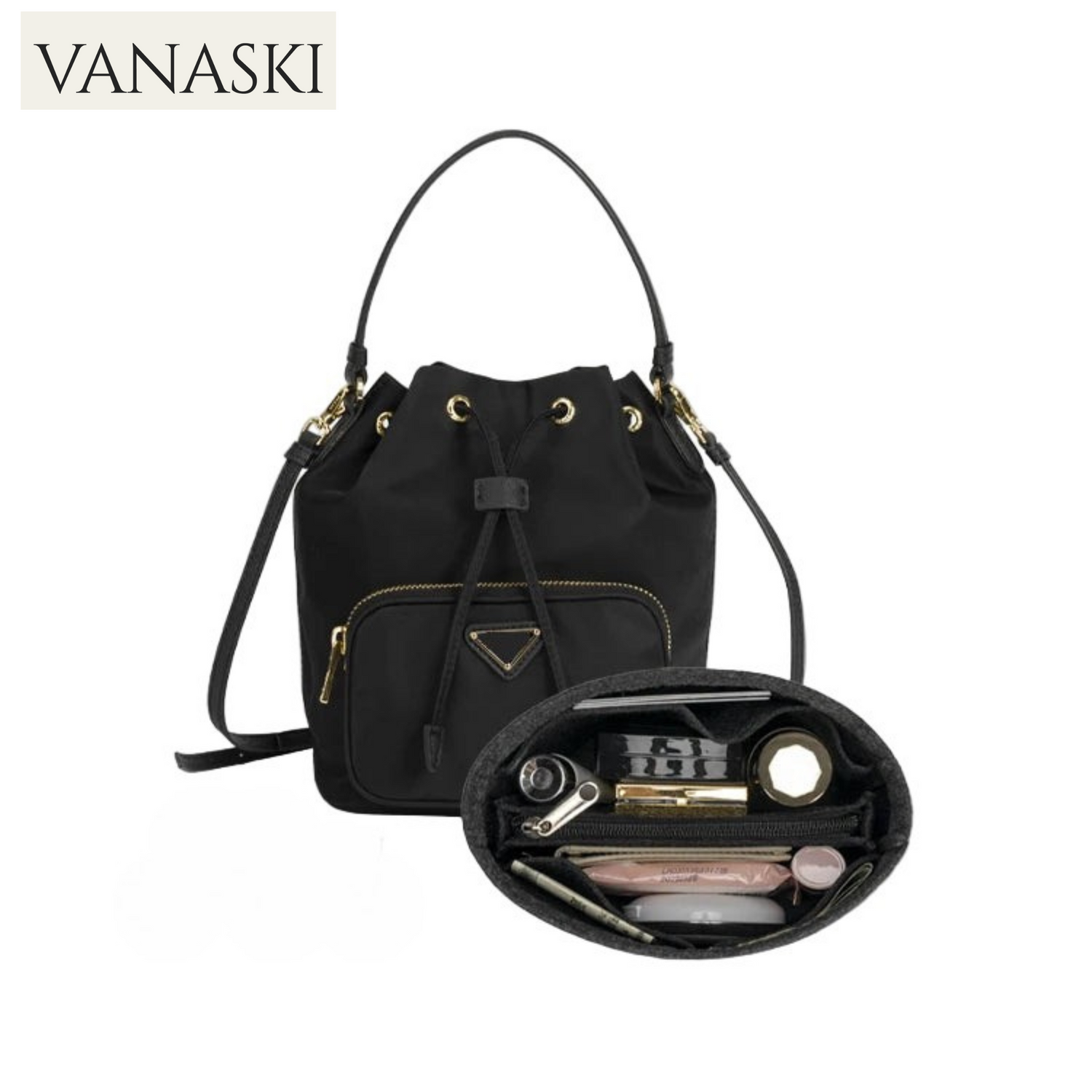 Insert Bag Organizer  Makeup Handbag Organizer Inner Purse Portable Cosmetic Inside Bags for Famous Brand Bag Bucket Bag