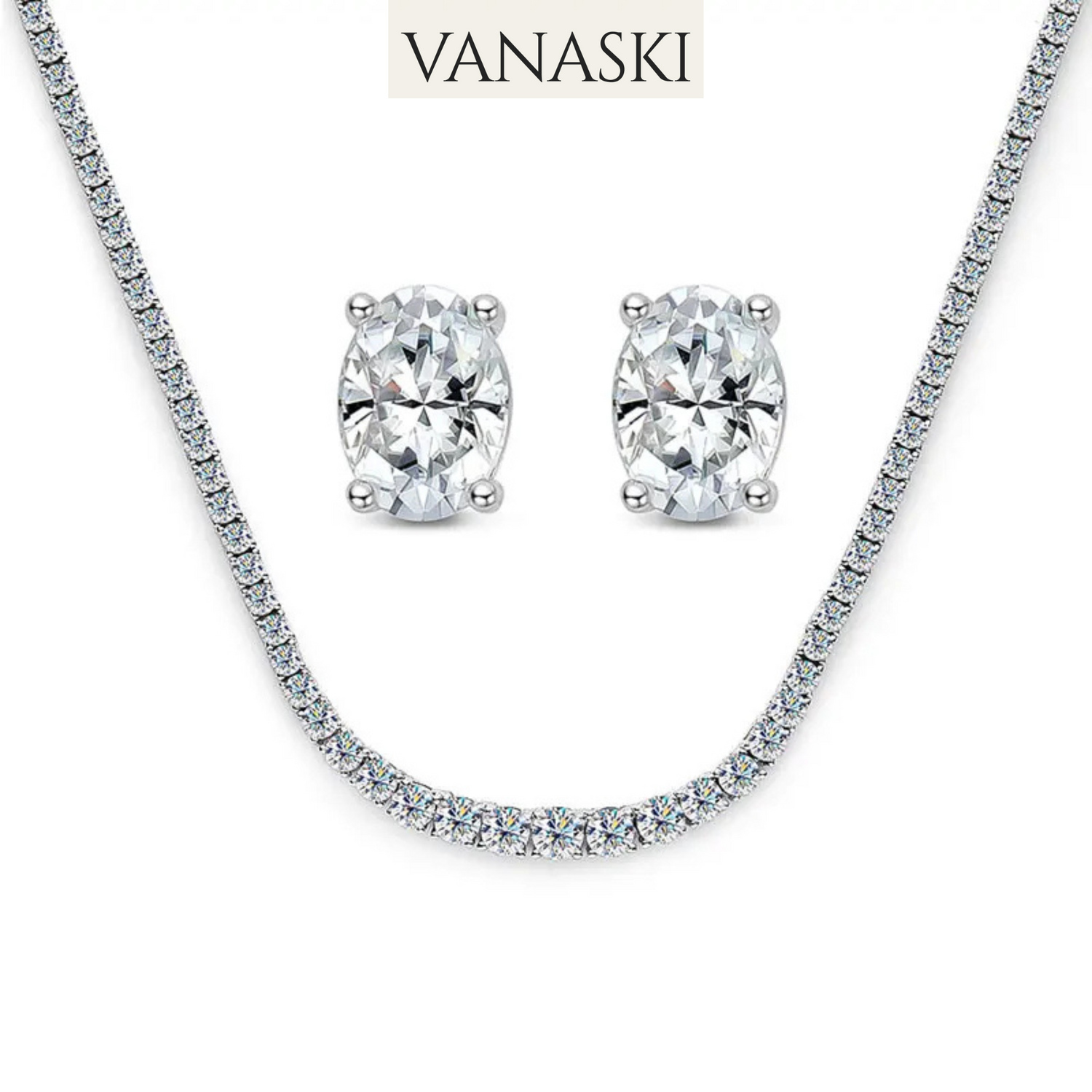 KNOBSPIN Moissanite Tennis Necklace for Woman Wedding Jewely with Certificate 925 Sterling Sliver Plated 18k White Gold Necklace