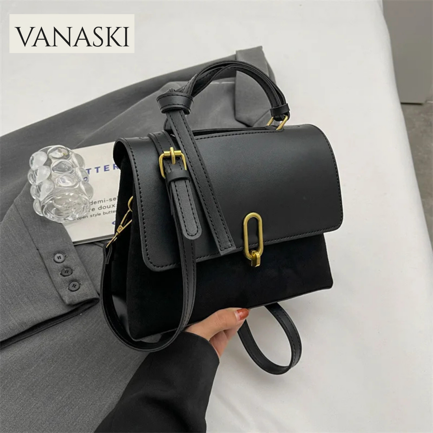 Retro niche crossbody commuting bag, double-layer large capacity handbag, women's autumn and winter versatile shoulder bag