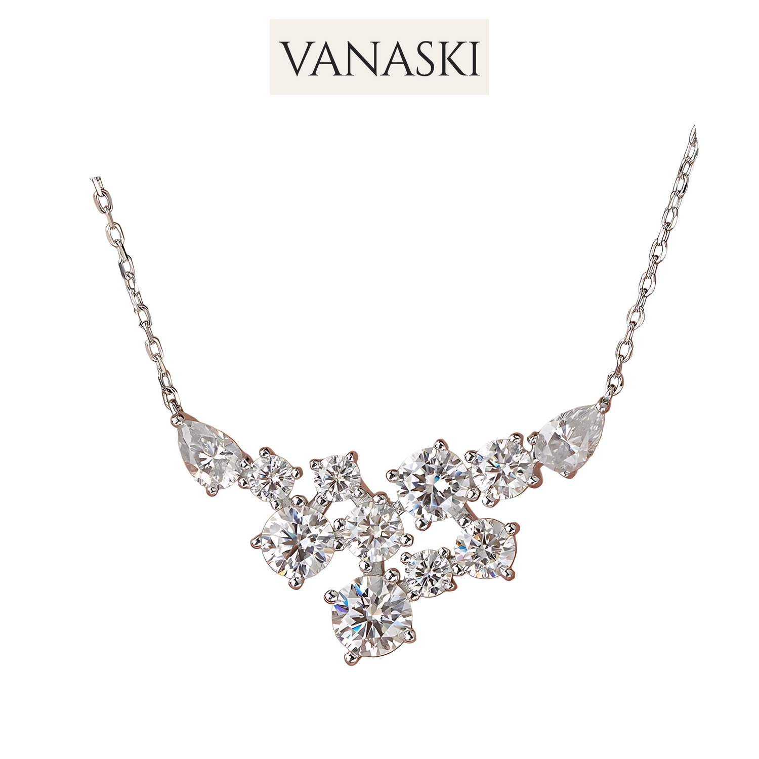4.8cttw Full Moissanite Pendant Necklace for Women S925 Silver Round & Pear Cut Lab Diamond Necklace Party Wedding Jewelry Gift