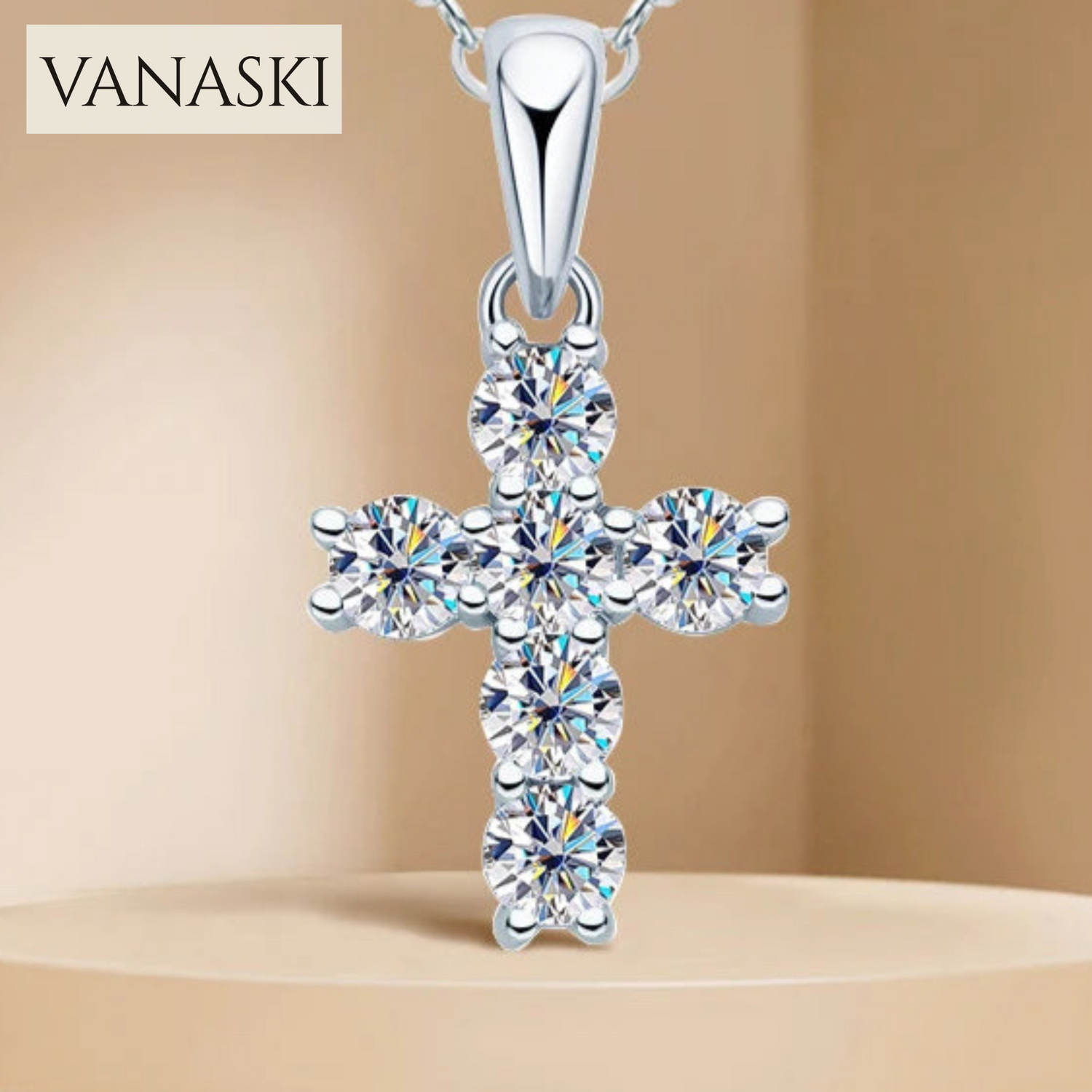 Moissanite  3mm  Cross Necklace S925 Sterling Silver 18k Gold Plated Pendant Women Men Wedding Party Gifts Fine Jewelry GRA