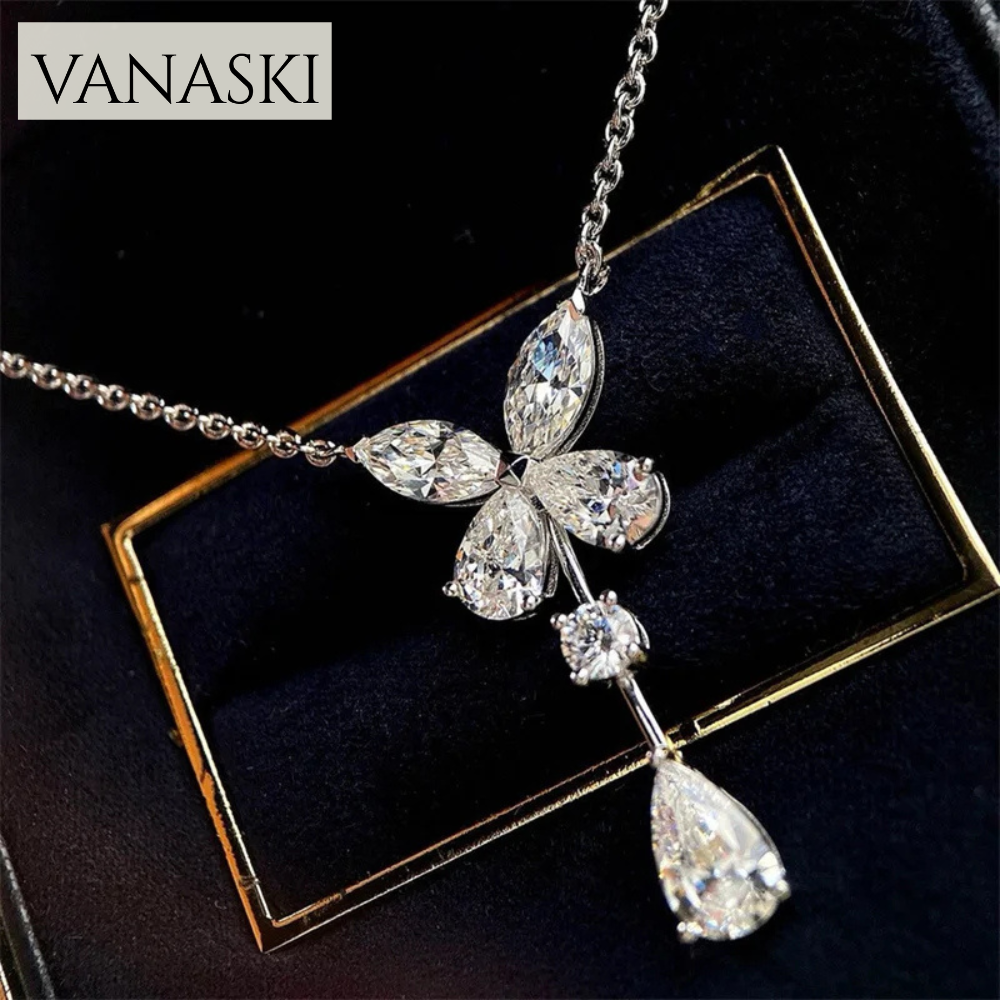 Designer Fashion 925 Sterling Silver Jewelry 3A Cubic Zirconia Party Necklace Vanaski