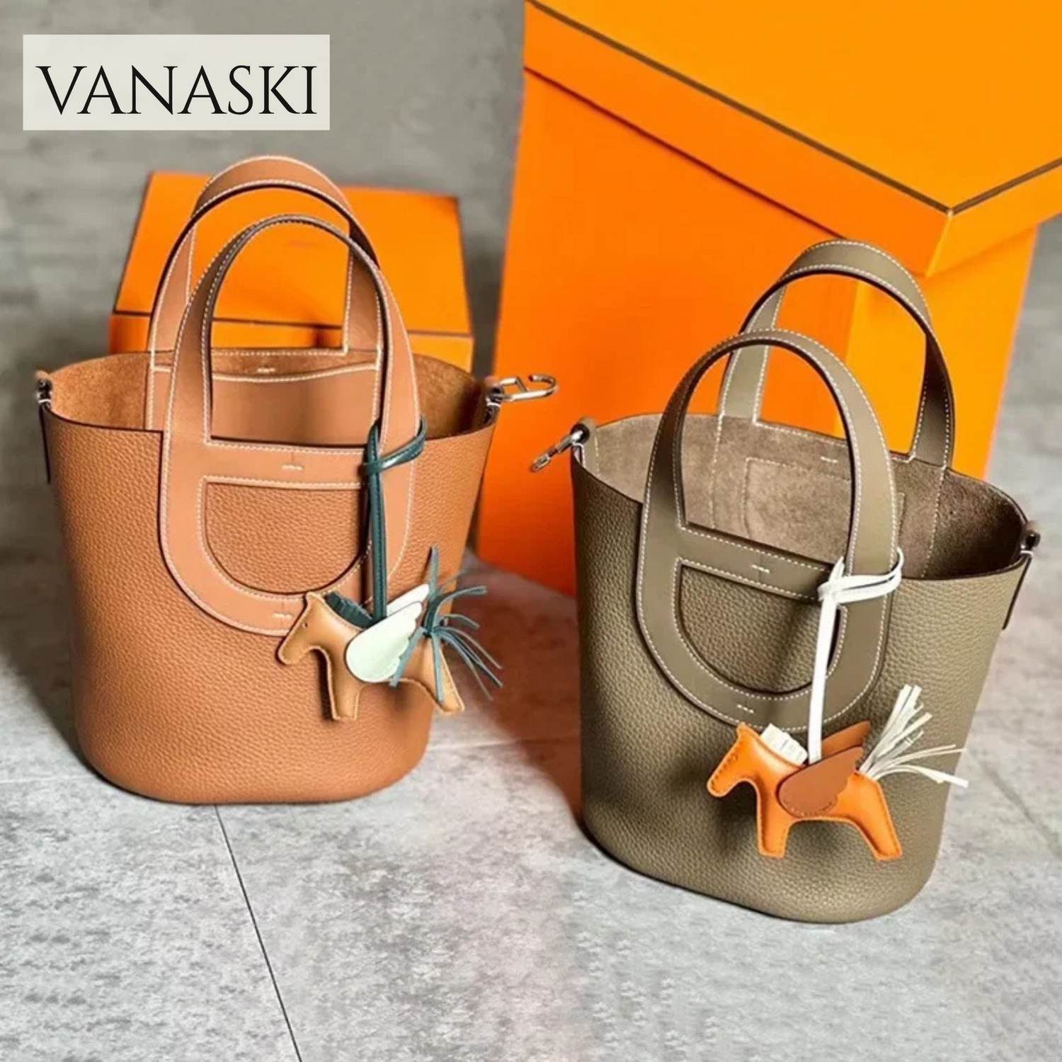 Hot Sale Of The Season New Handmade Wax Thread Pig Nose Bucket Bag Women's Fashionable Versatile Handbag TC Leather Handle Bag f
