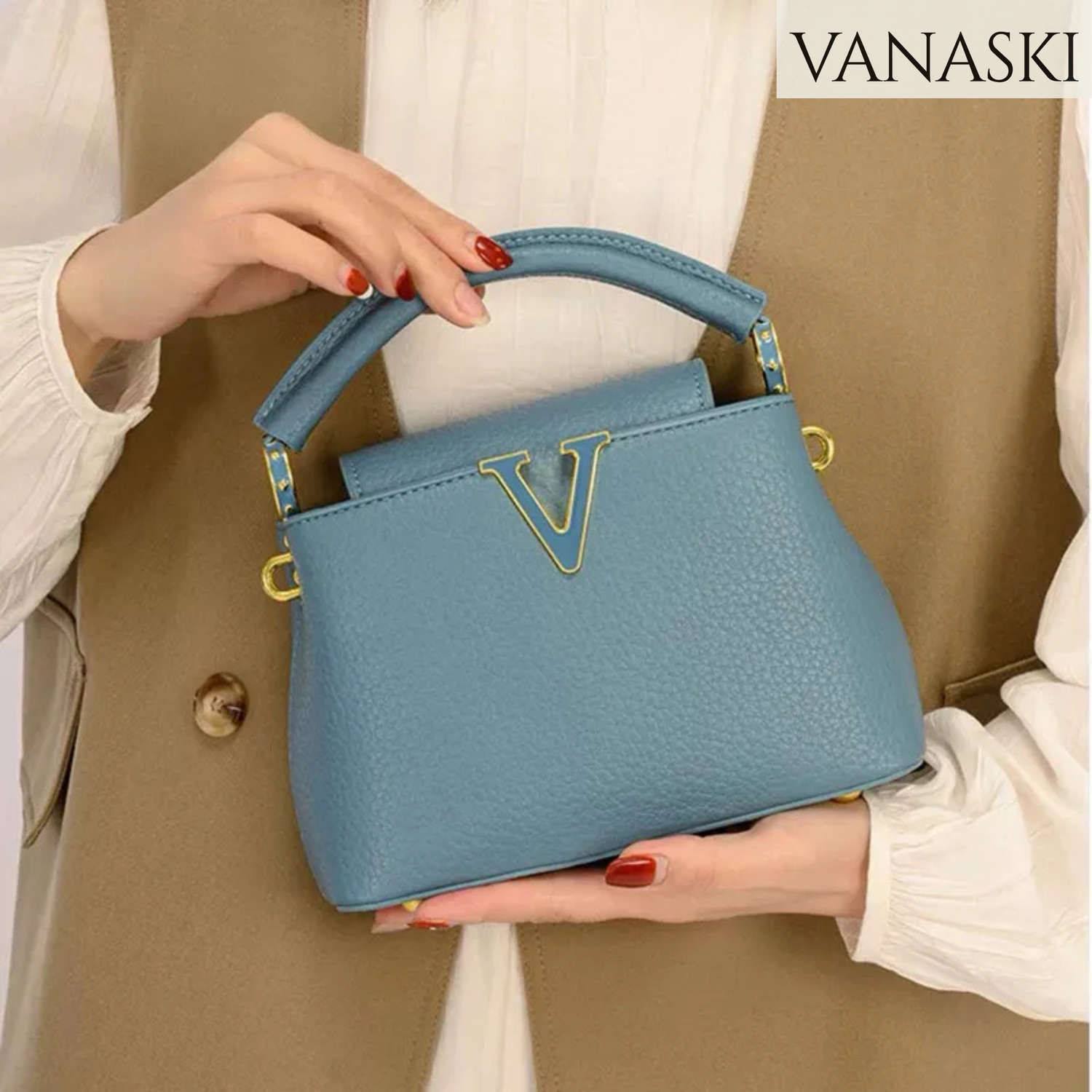 Luxury Fashion Leather Women Handbags 2025 Summer New Small Shoulder Crossbody Bag Portable V Letter Shell Messenger Bags